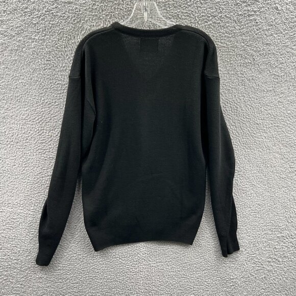 Jantzen Men Sweater Large Black Pullover Long‎ Sleeve V Neck USA - Picture 2 of 6